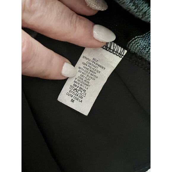 Women's Lapis Cross Back Black And Blue Striped Cowl-neck Sweater Size Medium - Picture 8 of 8